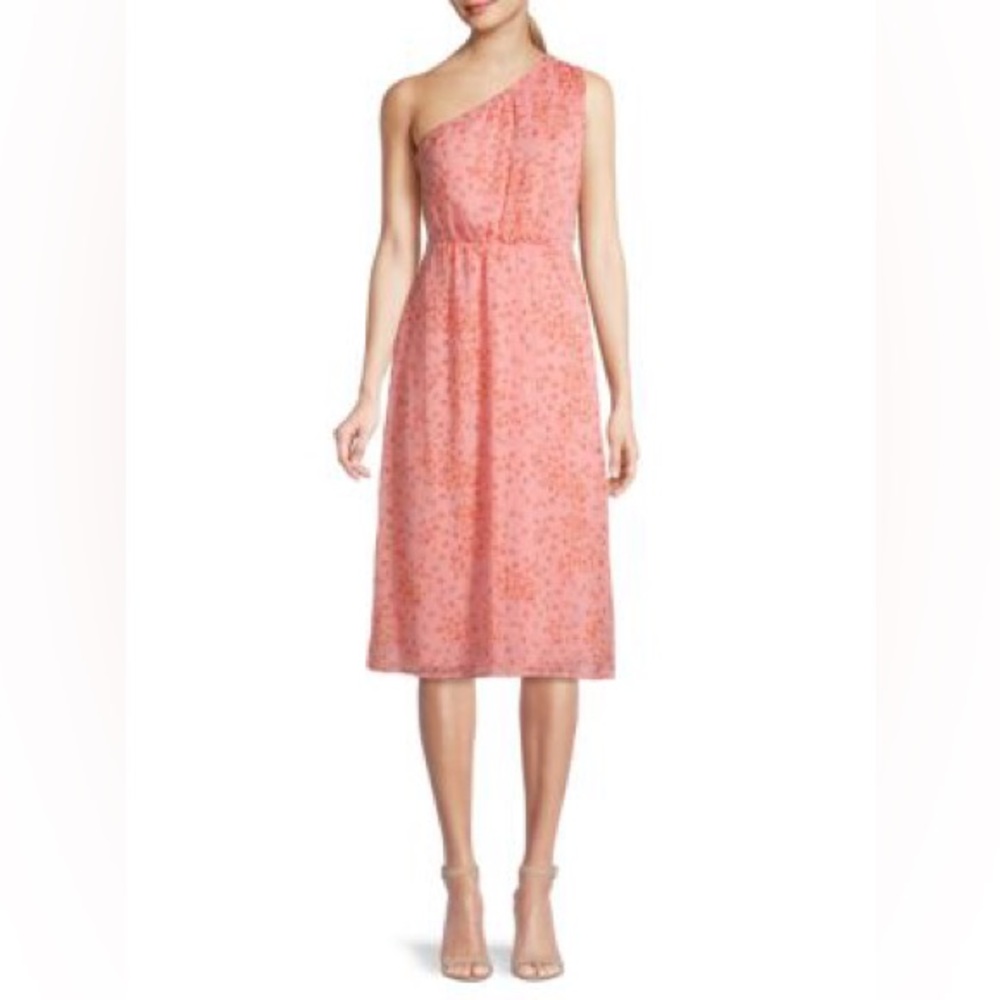 Collective Concepts off the shoulder pink floral dress.